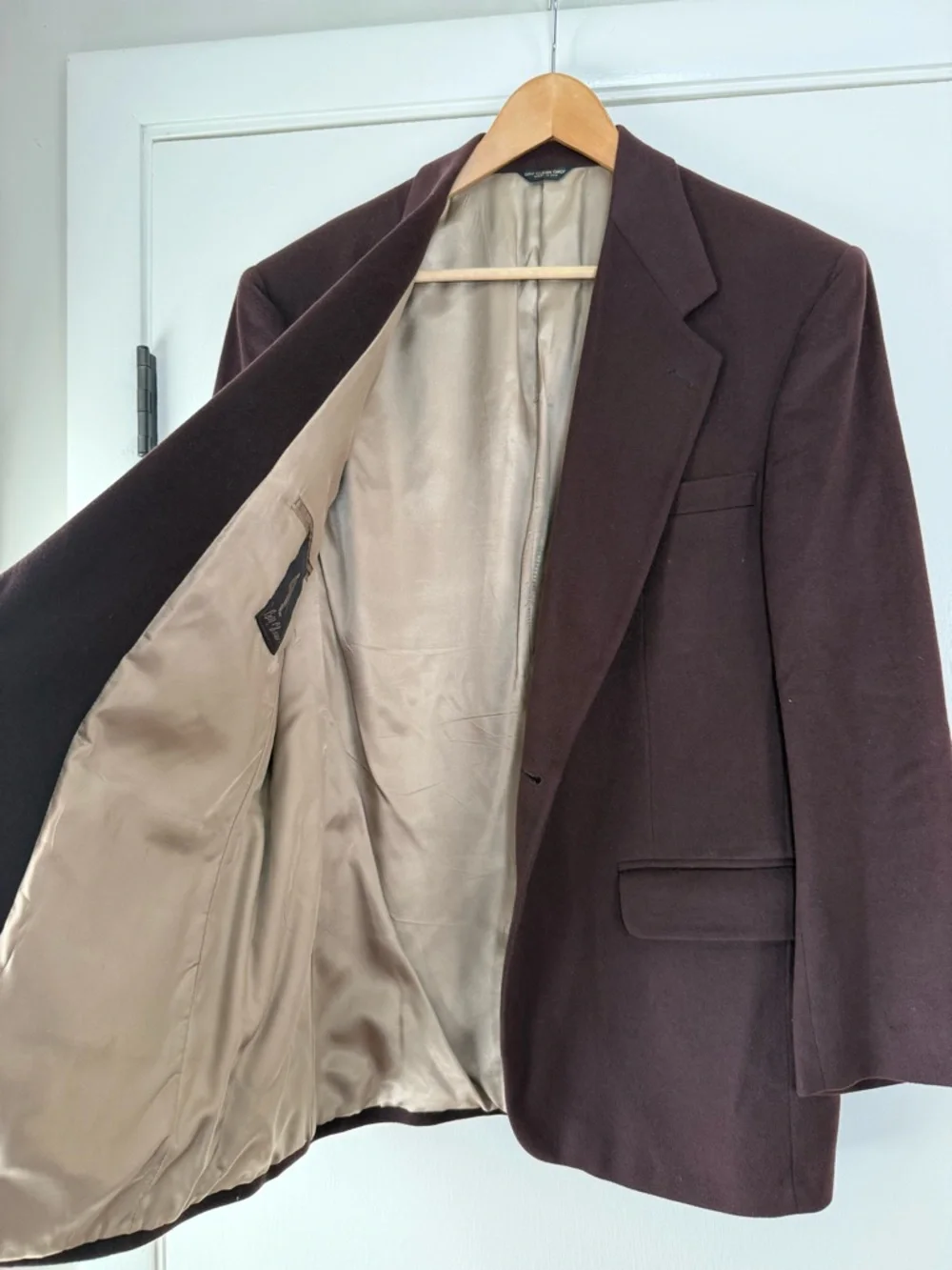 Wingtips Bill Blass 100% Cashmere Suit Coat Blazer Chocolate Brown Quiet Luxury